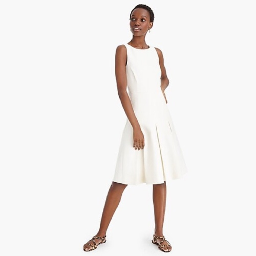 J. Crew Pleated A-line Dress in Structured Linen
